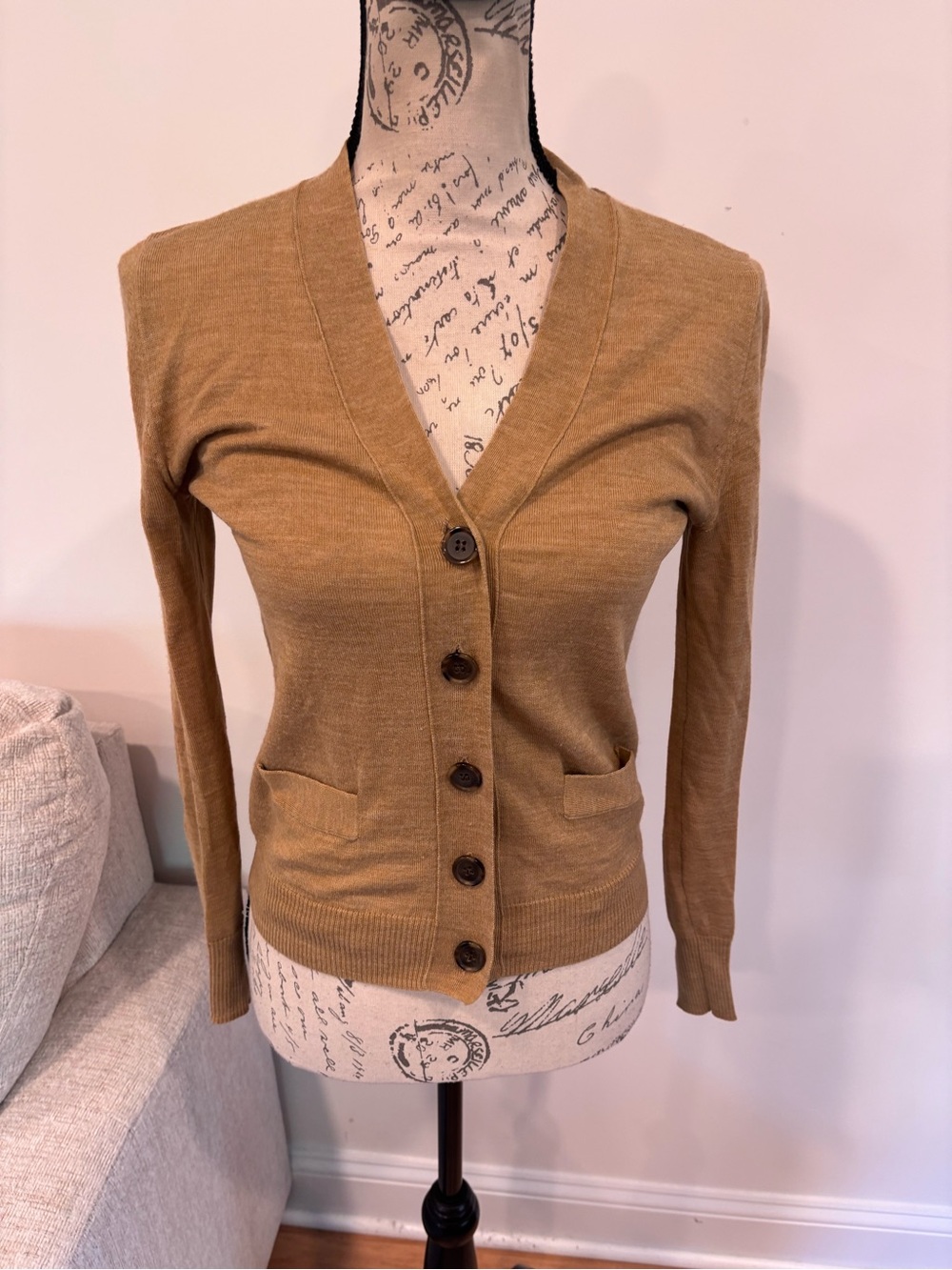 J.Crew merino wool camel colored cardigan size XS